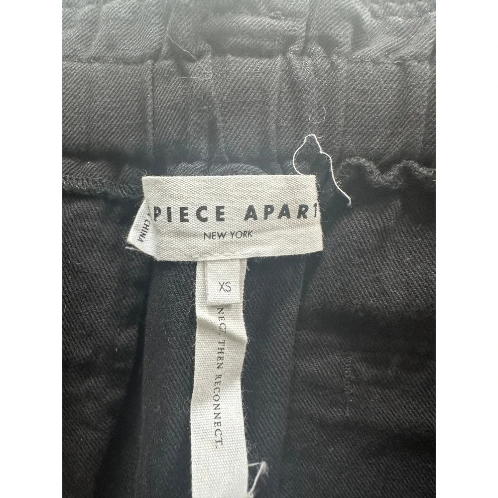 Apiece Apart Black Linen Organic Cotton Paperbag High‎ Waist Shorts XS